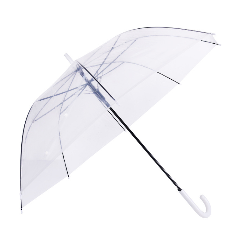 透明雨伞长柄小清新遮阳晴雨伞磨砂雨伞加厚韩版学生自动折叠高级 - 图3