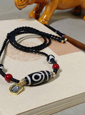 新中式复古天珠男女款简约百搭民族风原创设计可调节扣玛瑙锁骨链