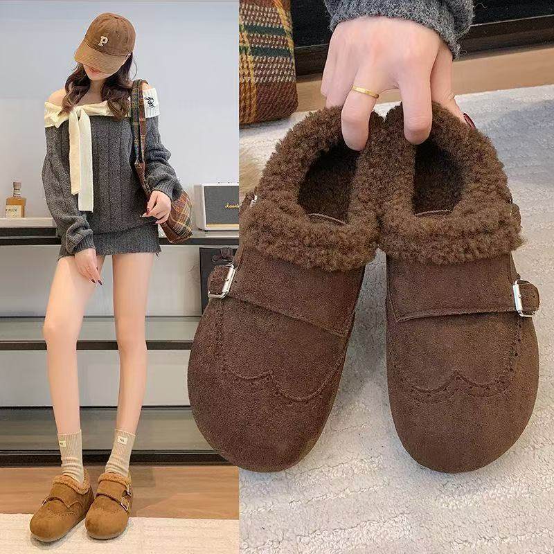 平底舒适乐福鞋女复古雕花皮带扣圆头浅口单鞋女真皮百搭小皮鞋女,淘宝优惠券,粉丝福利购,淘宝优惠卷