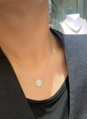 全新无压力高定顶级品质莲花项链锁骨链满钻18k白金系列