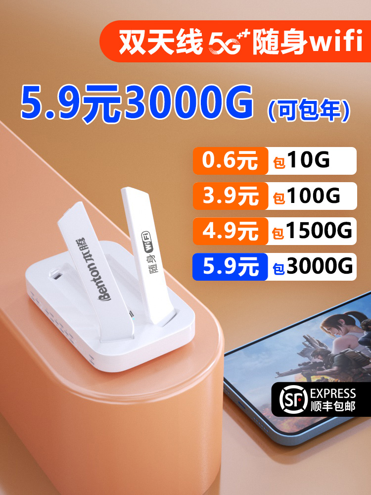 【首月免费】5G随身wifi免插卡移动无线wi-fi纯流量上网卡无线网络热点流量4g便携式手机电脑宽带路由器神器-图0