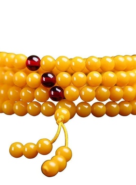 黄老蜜蜡手串108颗佛珠手链男女