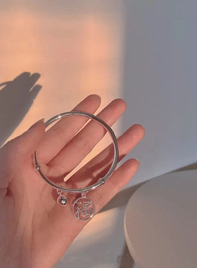 小众银色灵蛇百搭手镯赤眼高级ins调节设计简约高品质手镯