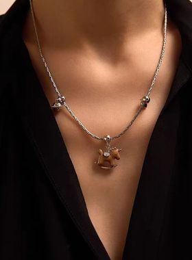 「马年吉祥」木马项链长款高级感小众2025新款秋冬毛衣链女锁骨链