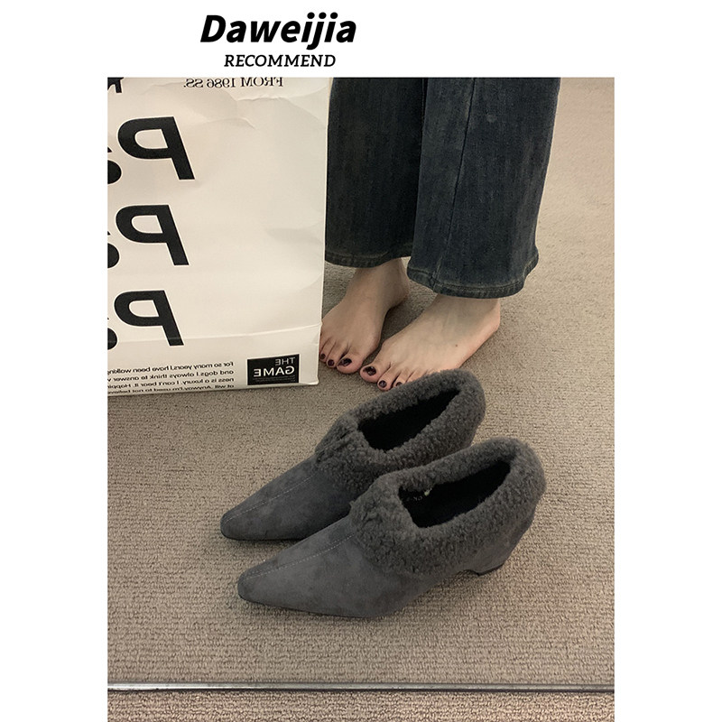 内增高6CM加绒毛毛鞋勃肯棉鞋女鞋子2025秋冬季高跟乐福毛绒单鞋,淘宝优惠券,粉丝福利购,淘宝优惠卷