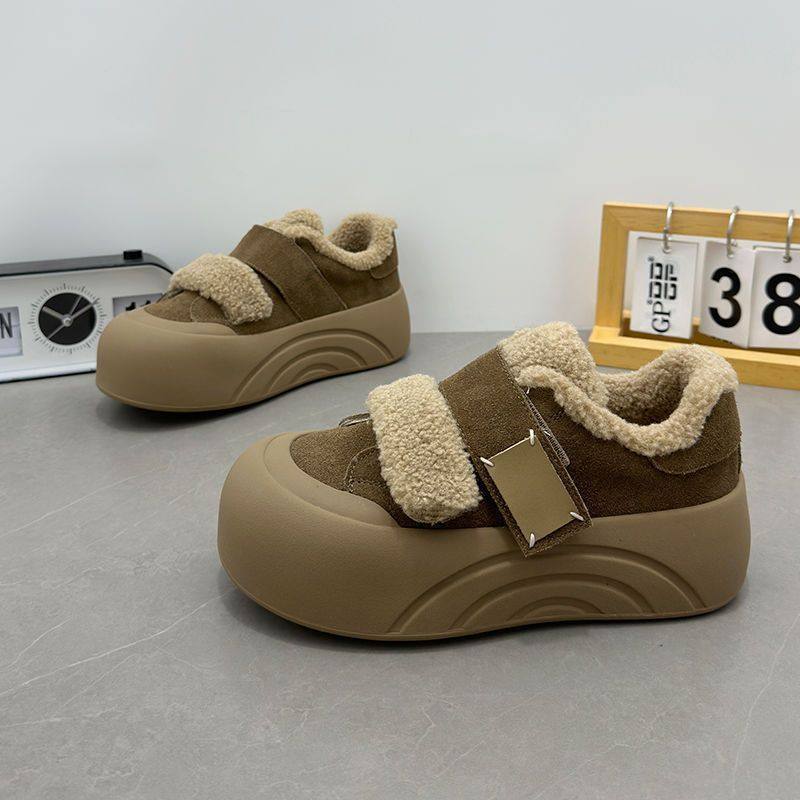 赵露思同款魔术贴加绒板鞋女2025冬季新款棉鞋运动休闲面包鞋软底,淘宝优惠券,粉丝福利购,淘宝优惠卷
