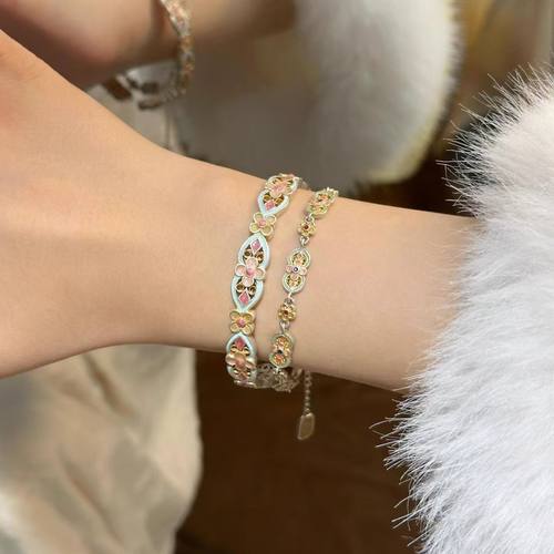 「花满筑」宫廷风花朵手镯女2025新款珐琅彩新中式国风高颜值手环 - 图1