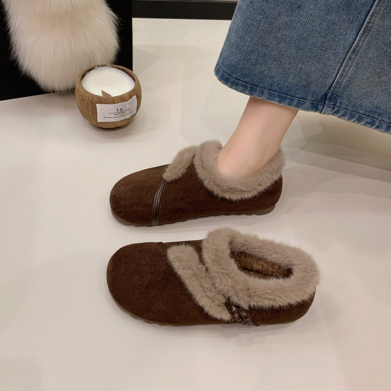 同款加绒勃肯鞋女冬季保暖一脚蹬毛毛鞋防滑软底豆豆鞋防水内增高,淘宝优惠券,粉丝福利购,淘宝优惠卷