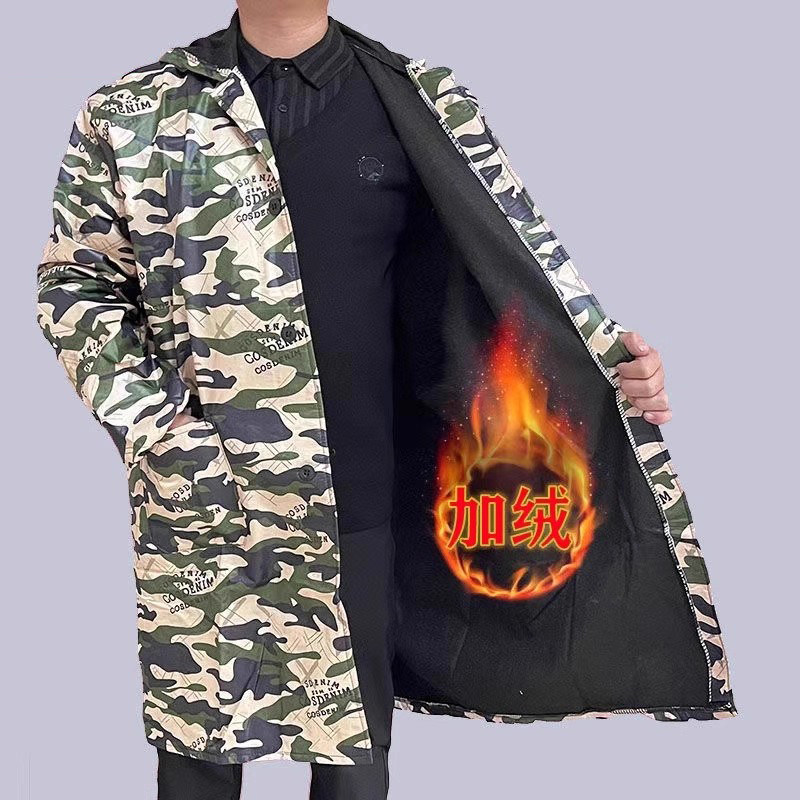 加绒防水连帽迷彩罩衣工作服大褂外穿成人耐脏厨房长袖围裙外套,淘宝优惠券,粉丝福利购,淘宝优惠卷