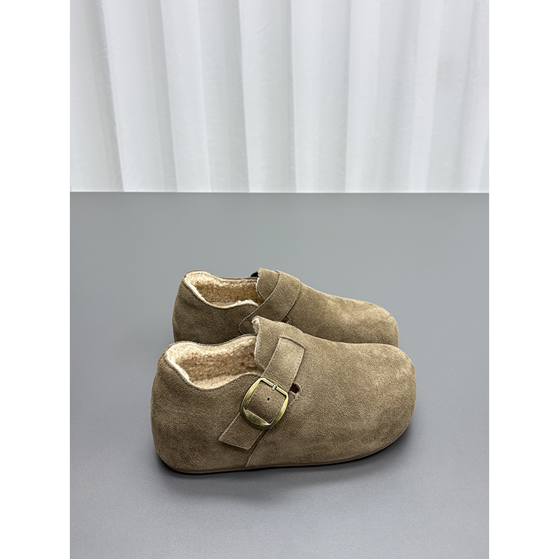 真皮羊毛加绒勃肯鞋女2025冬季新款内增高厚底加厚保暖棉鞋潮毛绒 - 图1