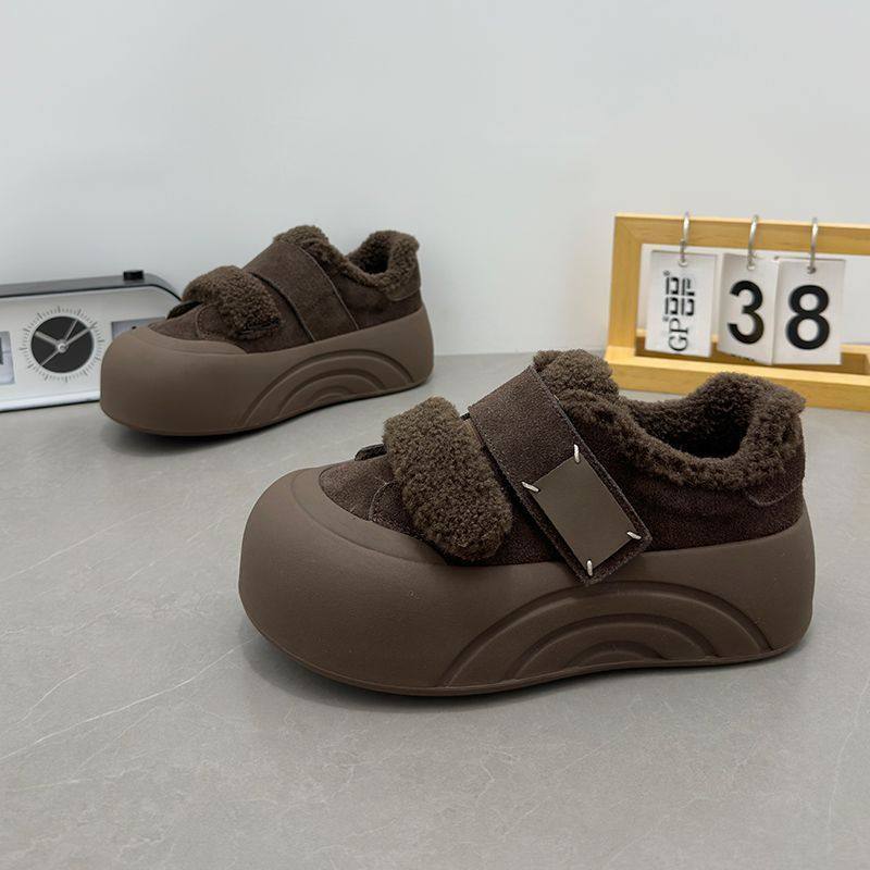 赵露思同款魔术贴加绒板鞋女2025冬季新款棉鞋运动休闲面包鞋软底,淘宝优惠券,粉丝福利购,淘宝优惠卷
