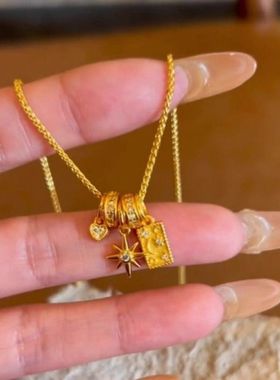 【星月神话】vintager中古太阳花吊坠项链女2025年新锁骨链毛衣链