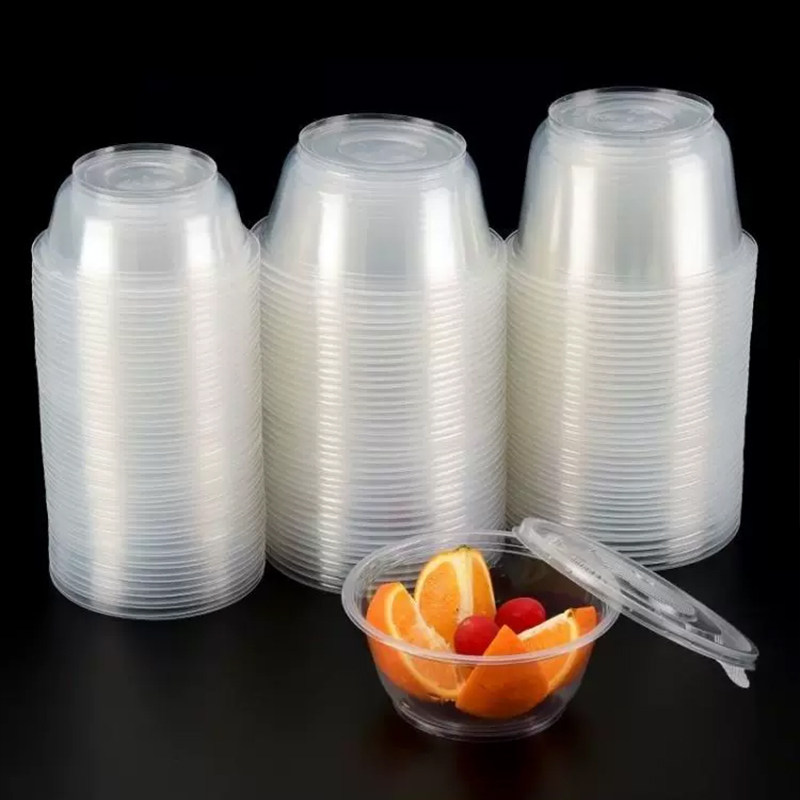 一次性碗塑料碗无盖家用商用一次透明圆碗加厚聚餐盒打包盒耐高温