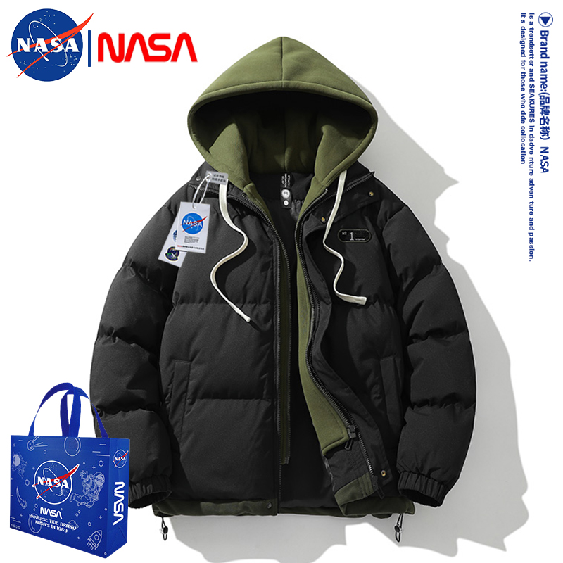 nasa羽绒棉服男女冬装棉袄2024新款情侣学生假两件面包服棉衣外套