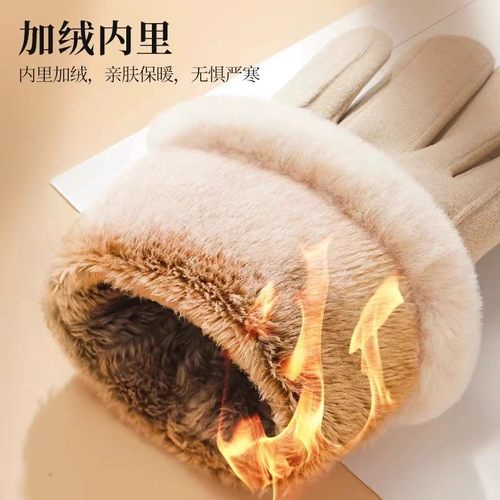 手套女士冬天加绒加厚新款学生可爱骑行防寒开电动车冬季保暖防风 - 图1