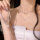 Double layer crushed silver pearl pendant necklace