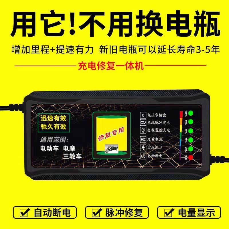 电动车电瓶充电器48v12ah60v20a72v爱玛雅迪石墨烯通用电池铅酸 - 图1