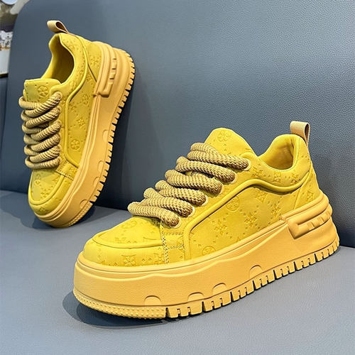 男鞋2026新款春季厚底小白板鞋皮质百搭休闲运动软底增高老爹鞋子 - 图3