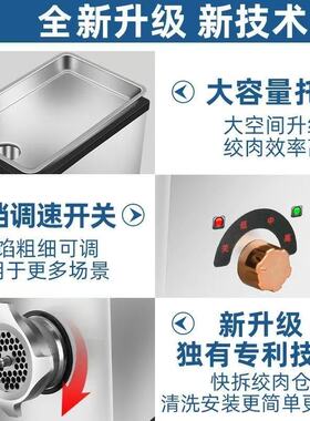 商用大容量电动不锈钢绞肉机家用