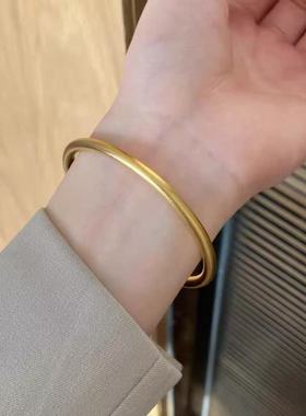 新款古法传承手镯黄铜镀金女款实心素圈女款手镯素面手镯婚庆饰品