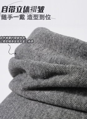 日系山本风黑色褶皱贝雷帽女秋冬显脸小报童帽大头围百搭画家帽子