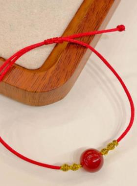 朱砂好运珠红绳手绳女本命年平安手链简约手链ins小众设计学生潮
