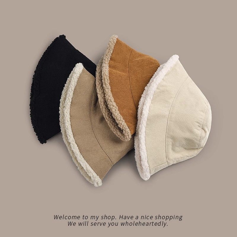 2025新款羊羔毛渔夫帽子女秋冬季保暖毛绒帽显脸小盆帽黑色骑行,淘宝优惠券,粉丝福利购,淘宝优惠卷