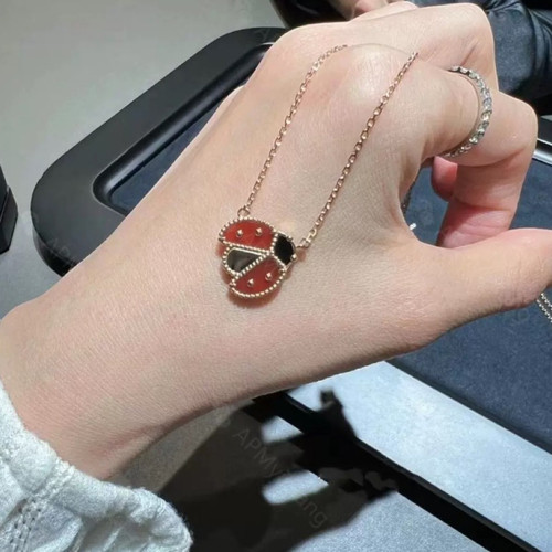 终端精工Lucy Sprng颈饰瓢虫锁骨链红玉髓玫瑰金项链女五花手链 - 图2