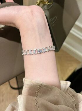 中古爆闪千金感满钻镂空月亮手链女款轻奢小众精致高级感手饰闺蜜