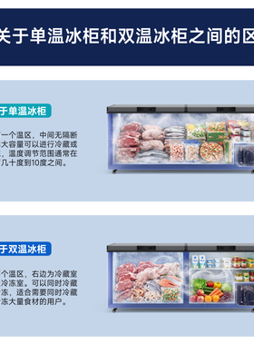 冰柜商用大容量冷柜冰箱冷藏展示柜保鲜冷冻两用岛柜卧式玻璃雪柜