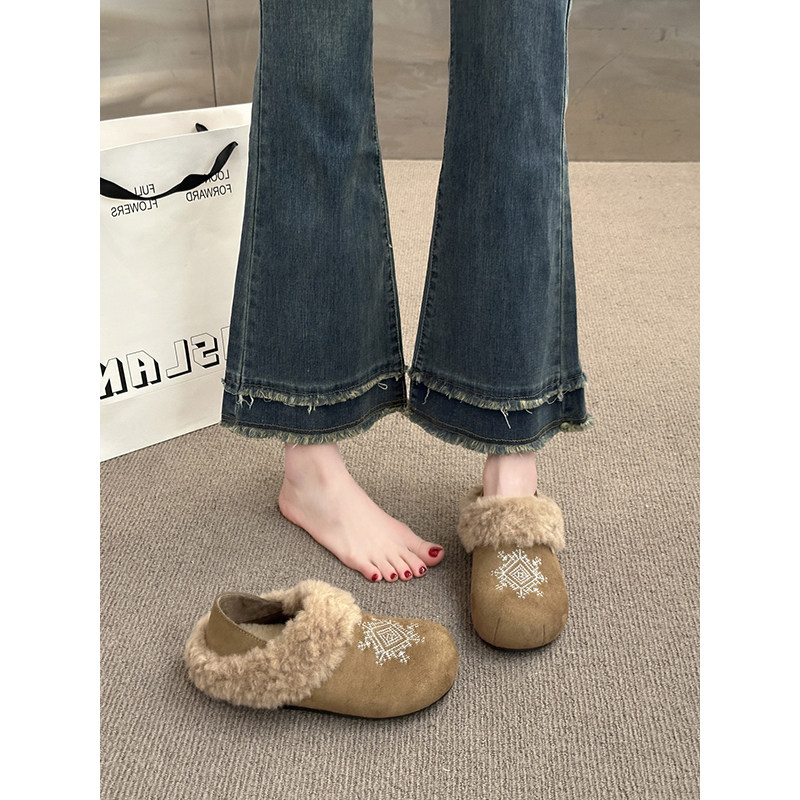 巨好看厚底加绒全包勃肯鞋两穿毛毛鞋女2025新款冬季雪地豆豆棉鞋,淘宝优惠券,粉丝福利购,淘宝优惠卷