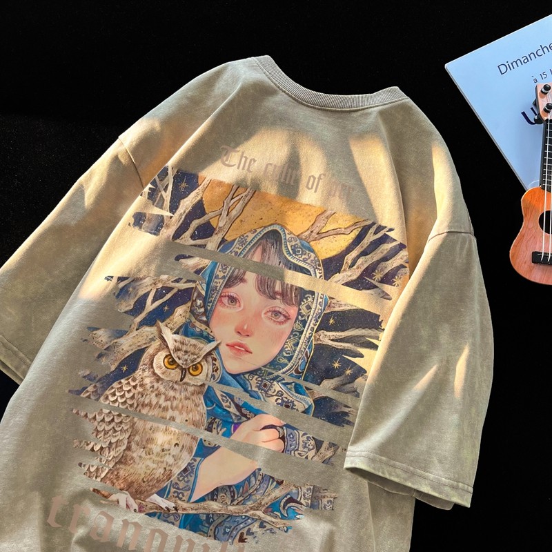 短袖大码装体恤t恤男女夏季复古潮休闲美式做旧小众潮牌水洗外穿,淘宝优惠券,粉丝福利购,淘宝优惠卷