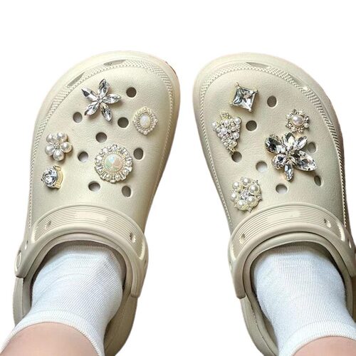 适配于crocs洞洞鞋配饰小香风高级感珍珠链条鞋花装饰diy配件 - 图3