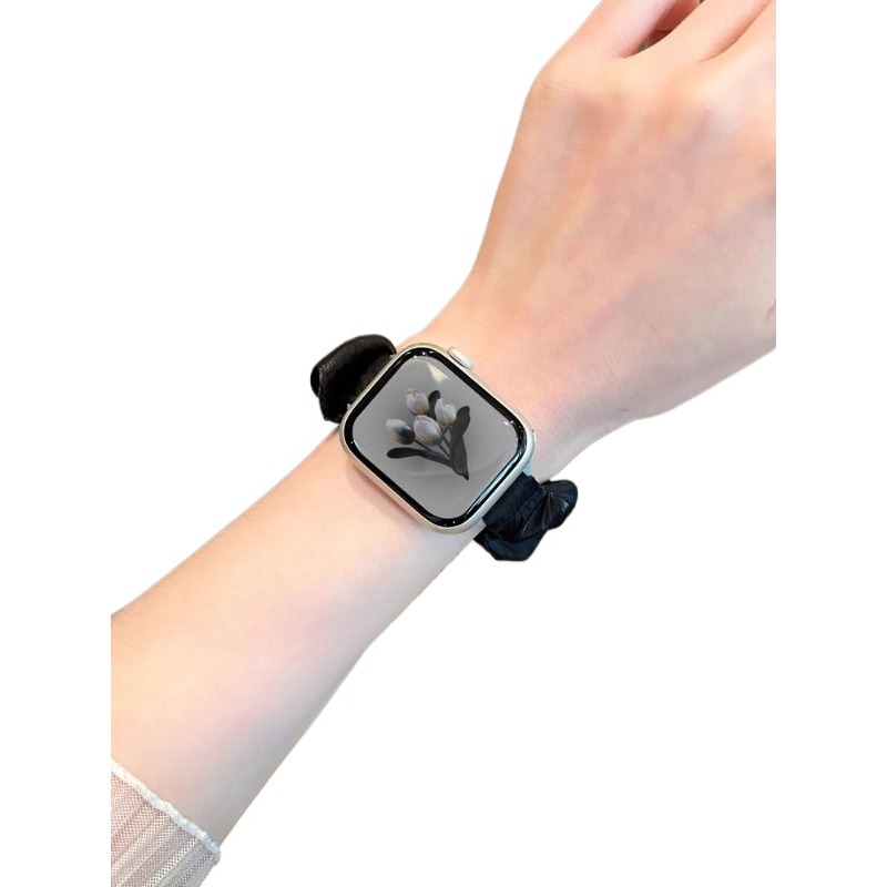 适用苹果iwatch9手表表带新款applewatch s9表带s876代se手表带女款夏天透气大肠发圈夏季创意高级感小众可爱-图3