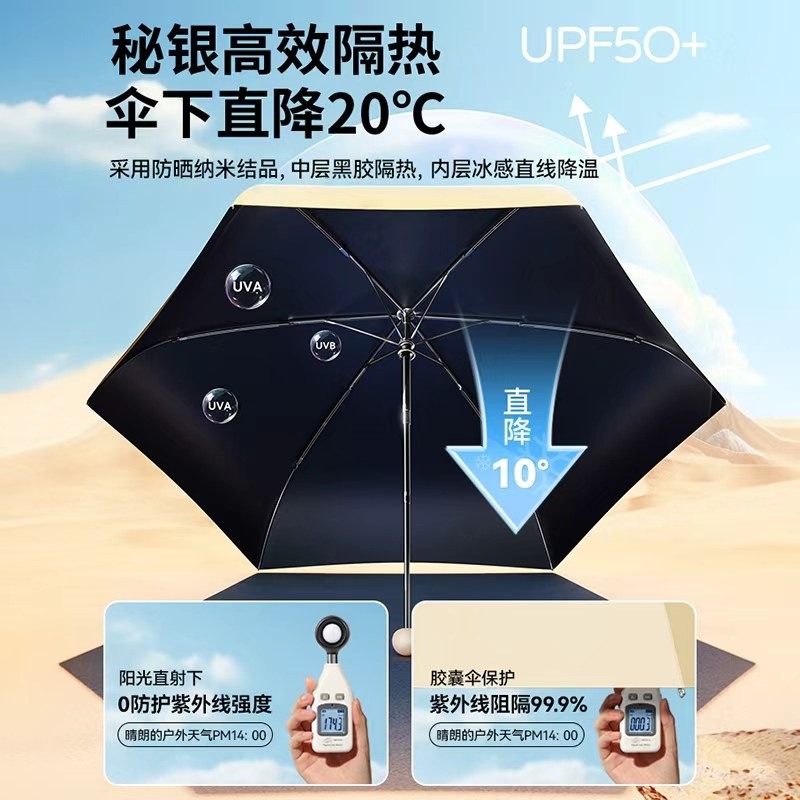 胶囊太阳伞防晒防紫外线遮阳晴雨伞两用女迷你五折叠小巧便携口袋,淘宝优惠券,粉丝福利购,淘宝优惠卷