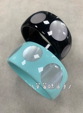 韩系薄荷绿几何圆形猫眼波点圆点树脂手镯百搭个性千禧辣妹风手环