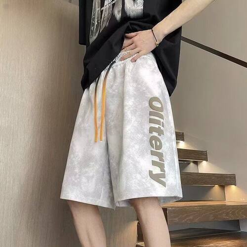 美式夏季扎染短裤宽松男士五分ins休闲透气速干百搭高街运动裤子 - 图0