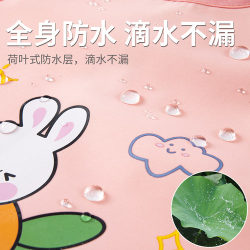 儿童画画罩衣绘画防水防脏围裙女宝宝美术反穿护衣幼儿园吃饭围兜 - 图2