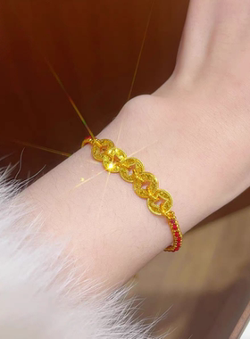 沙金五帝钱小木马马上有钱手链