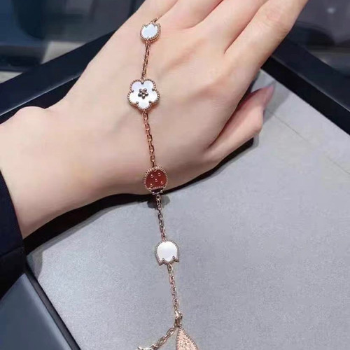 终端精工Lucy Sprng颈饰瓢虫锁骨链红玉髓玫瑰金项链女五花手链 - 图3