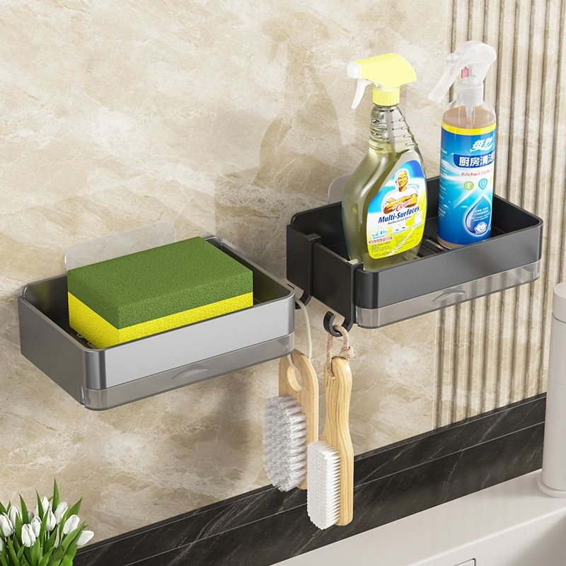 免打孔肥皂盒壁挂式卫生间双层肥皂沥水盒家用浴室墙上香皂置物架 - 图0