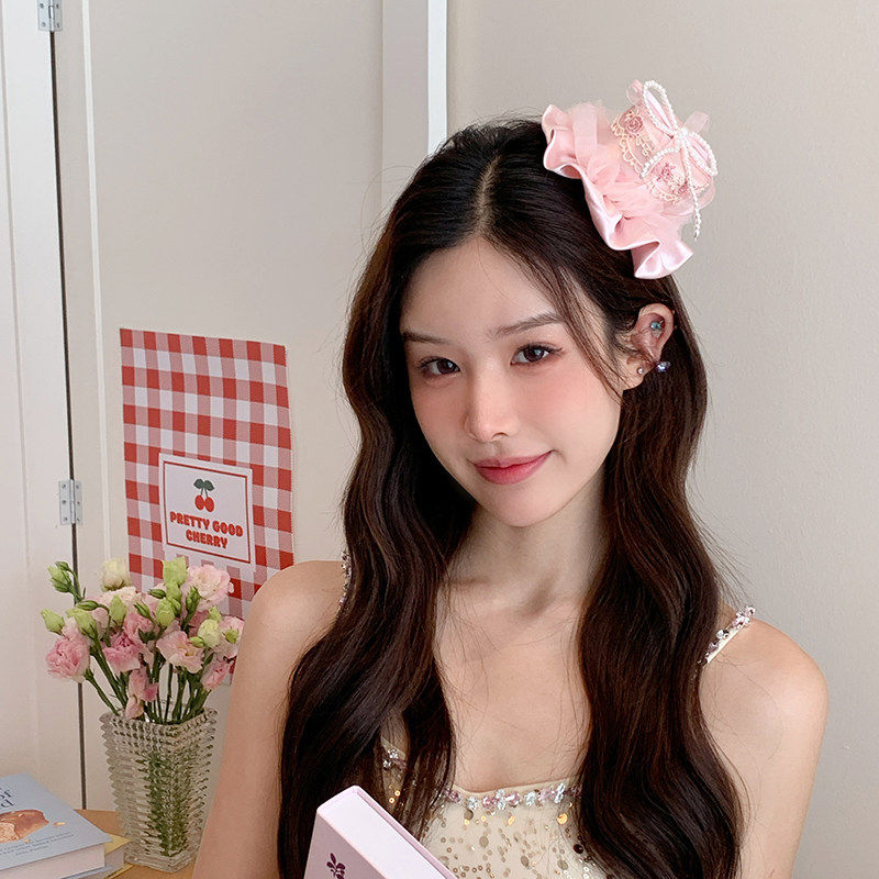公主生日帽头饰立体珍珠蝴蝶结蛋糕发夹顶夹拍照氛围感发箍女帽子,淘宝优惠券,粉丝福利购,淘宝优惠卷