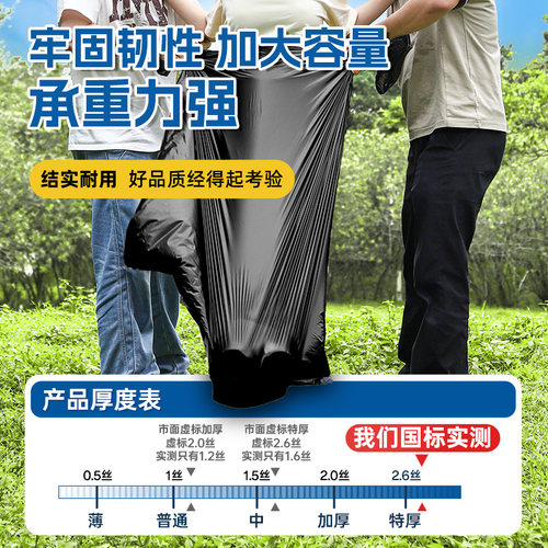 商用垃圾袋大号黑色加厚酒店物业环卫平口厨房塑料袋子特大超大桶 - 图2