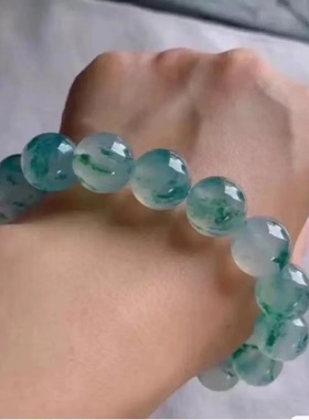 旺财珠宝冰种飘花翡翠手串a货正