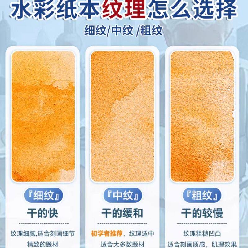 马利水彩纸本棉浆纸300g中粗纹细纹32K16K四面封胶水彩本A4A5水彩绘画本子全棉方形明信片手绘涂鸦美术生专用 - 图2