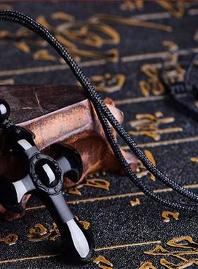 天然冰种黑曜石十字吊坠通用