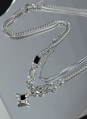 FANTAI芒星双层项链男2024年爆款潮高级设计感小众嘻哈女毛衣钛钢