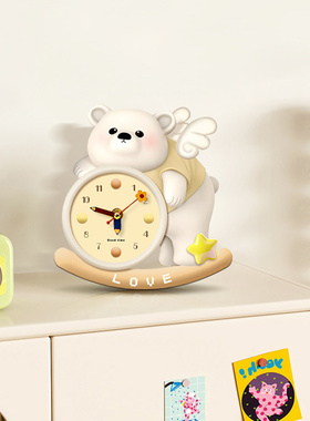 小熊钟表摆台画摇摆新款创意钟表摆件玄关柜斗柜桌面摆放式装饰画