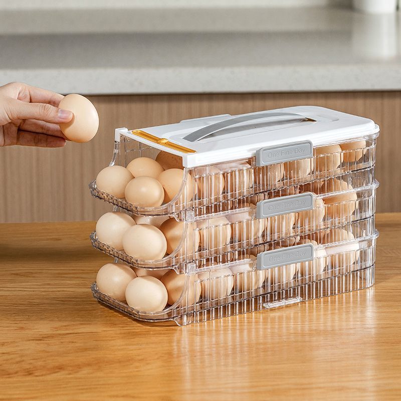 滚动鸡蛋收纳盒冰箱用侧门放鸡蛋架托专用保鲜盒整理神器厨房自动 - 图2