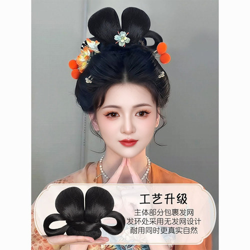 汉服头饰发包小太平发髻古风古装懒人发饰一体式全套女发型造型 - 图1
